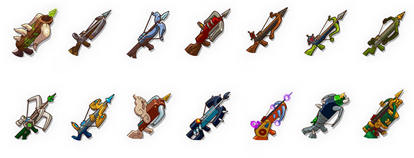 Hustle Castle Archer Weapon Icons (Crossbow)